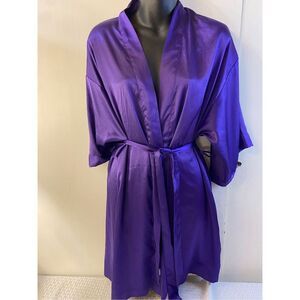 VS Victoria Secret Sexy purple black Lg nightgown matching robe M/L set 2 piece
